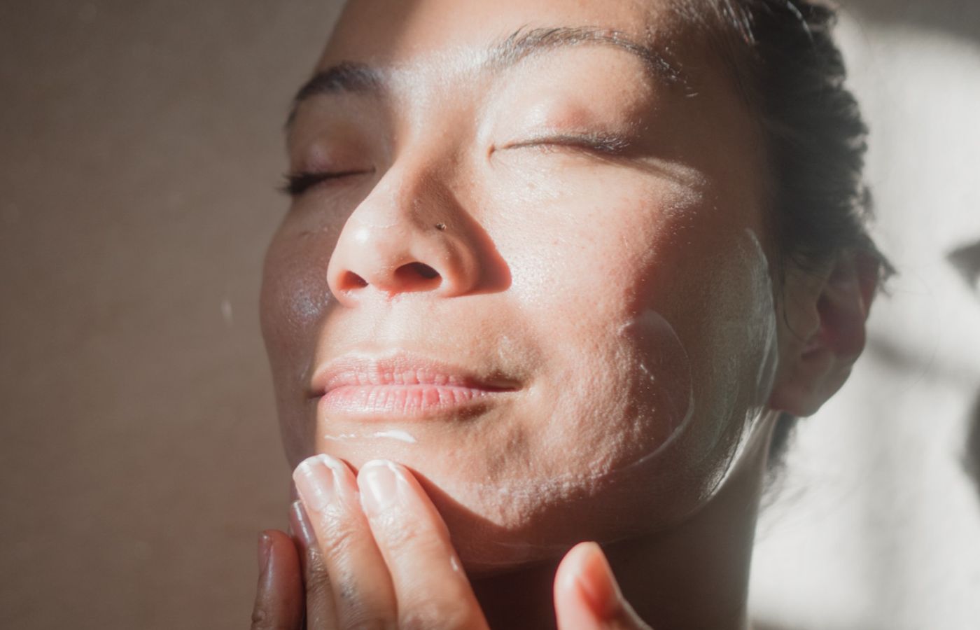 Closeup of glowing, youthful skin